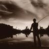 Fisherman Lone Pine Lake, California.